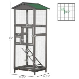 Wooden Bird Cage Outdoor Aviary House For Parrot, Parakeet, With Pull Out Tray And 2 Doors, Grey (Option: Light Grey and Green) Wooden Bird Cage Outdoor Aviary House For Parrot, Parakeet, With Pull Out Tray And 2 Doors, Grey (Option: Light Grey and Green)