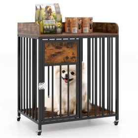 2-in-1 Dog Crate Furniture With Thickened Metal Tubes, Lockable Wheels Pet Kennel For Small Dogs (Option: Defaulttitle) 2-in-1 Dog Crate Furniture With Thickened Metal Tubes, Lockable Wheels Pet Kennel For Small Dogs (Option: Defaulttitle)